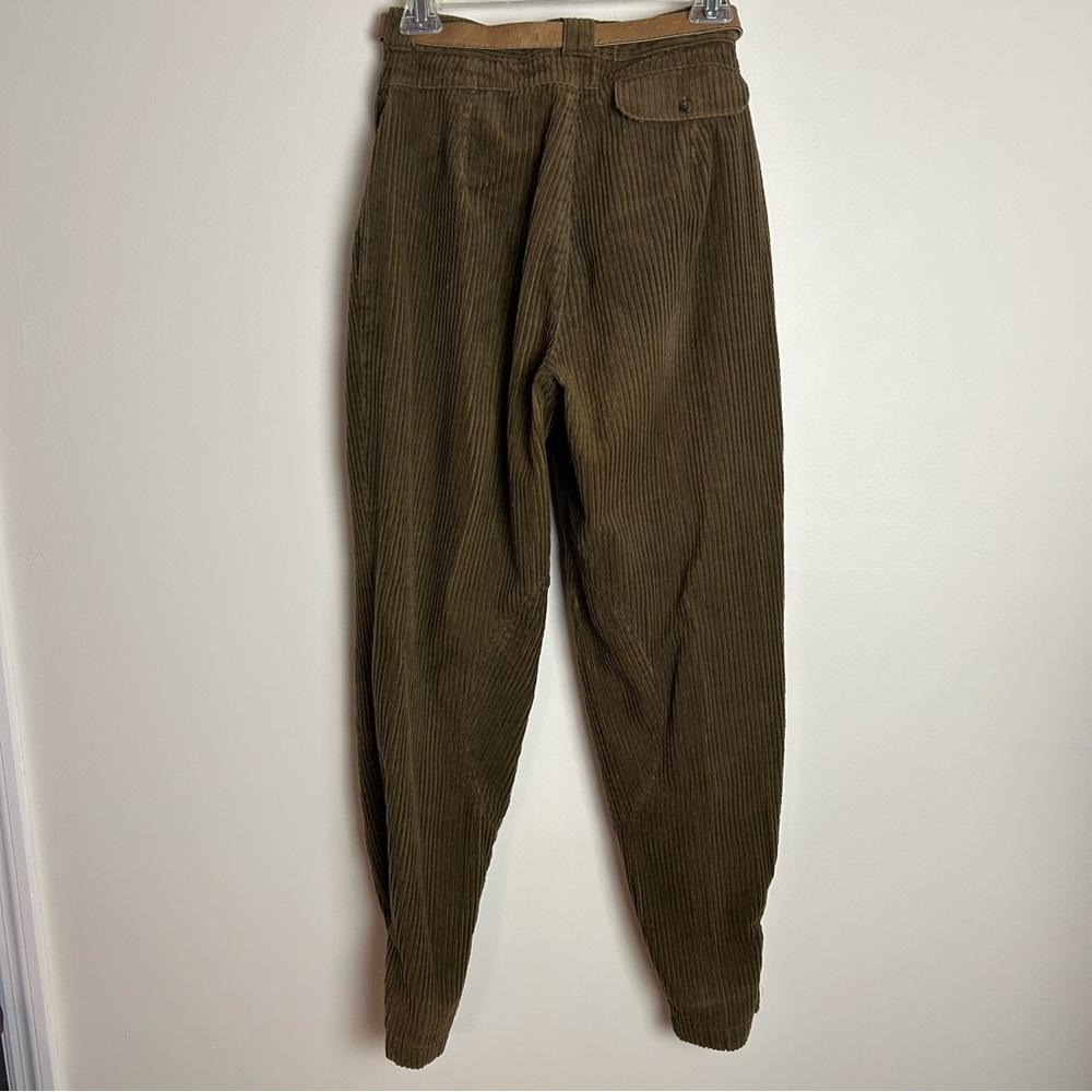Vintage 80s UNIONBAY Corduroy High Waisted Pants Dark Olive Brown Size 5 - Picture 4 of 4